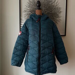 Canada Weather Gear Teal Hooded Puffer Jacket